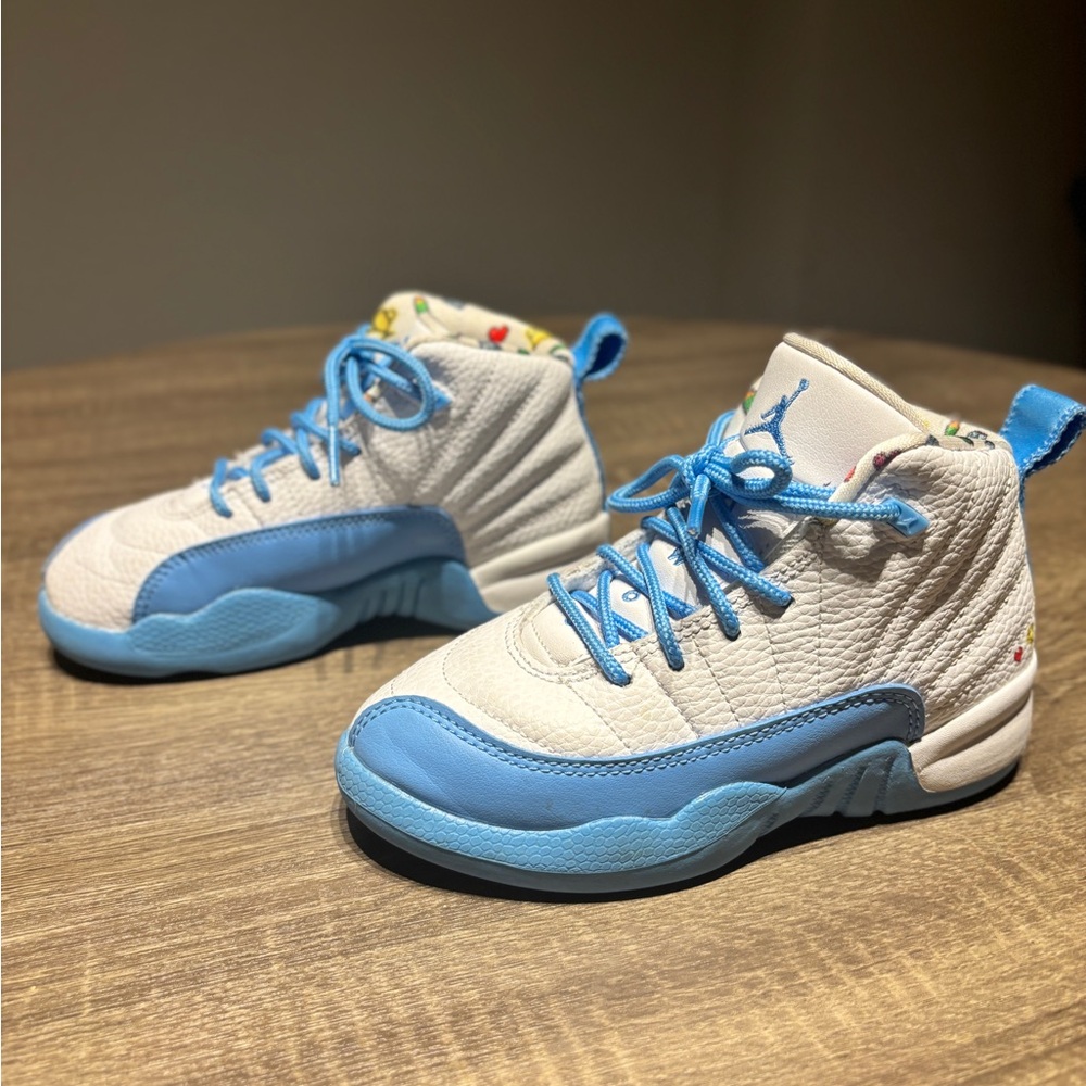 Blue and White Sneakers with Emoji Distinctive Design